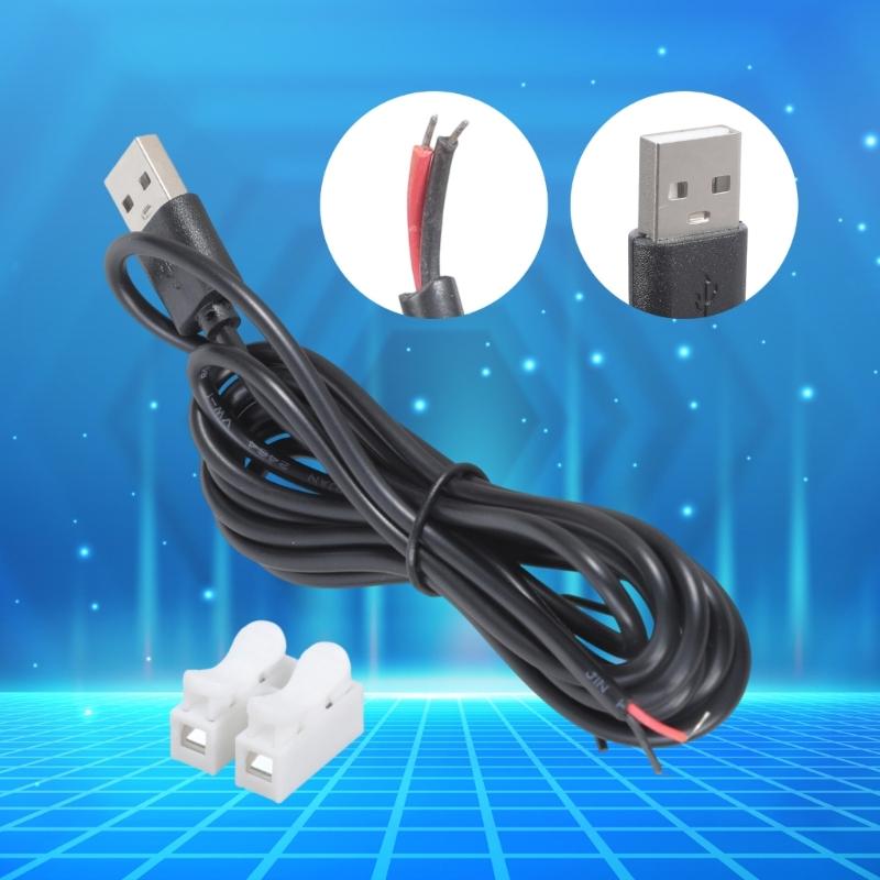 5V USB-Ladekabel mit Federklemmenanschlüssen Einfache Installation für Ventilator, Lampe, Spielzeug 5A Strom 100cm/180cm Länge