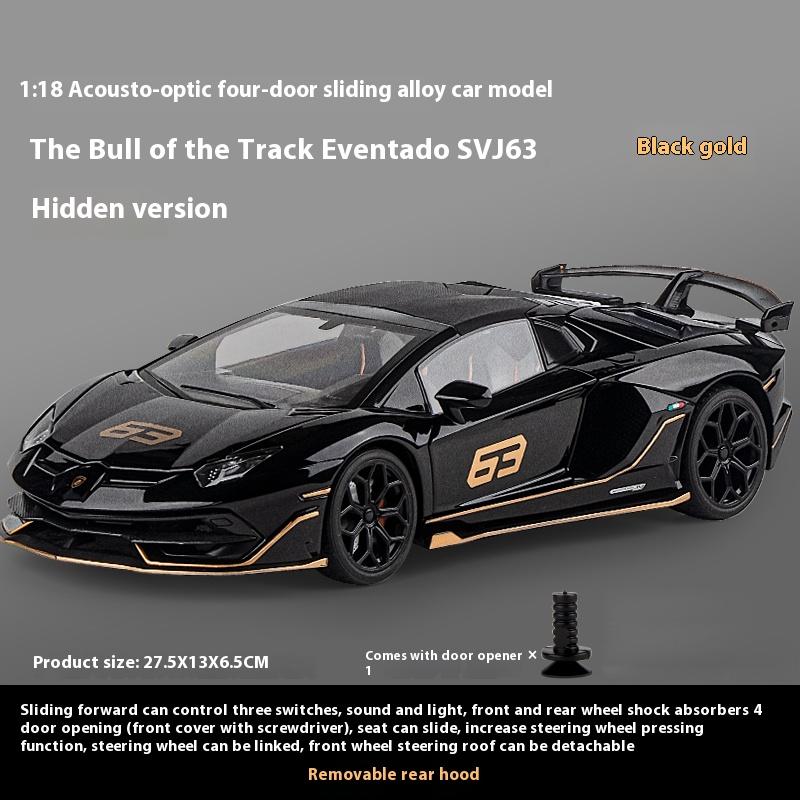 1/18 Scale Lamborghini Aventador SVJ Hidden Edition Race King Supercar Alloy Diecast Model Car Sound & Light Children Toy Gift Present
