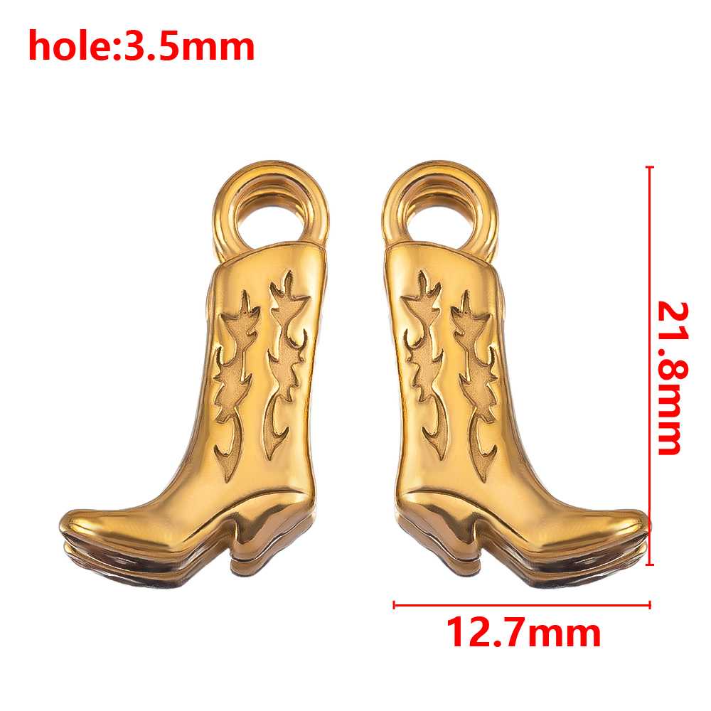 5pcs/lot Stainless Steel Gold Color PVD Plated Boots Charms Pendant DIY Necklace Bracelet Earring Jewelry Making Accessories