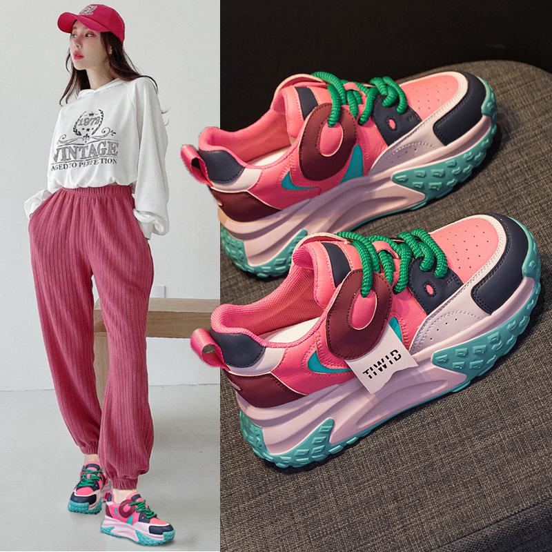 Dad shoes black and white inner height increase 2025 autumn new platform women's casual fashion versatile little white sports shoes trendy shoes