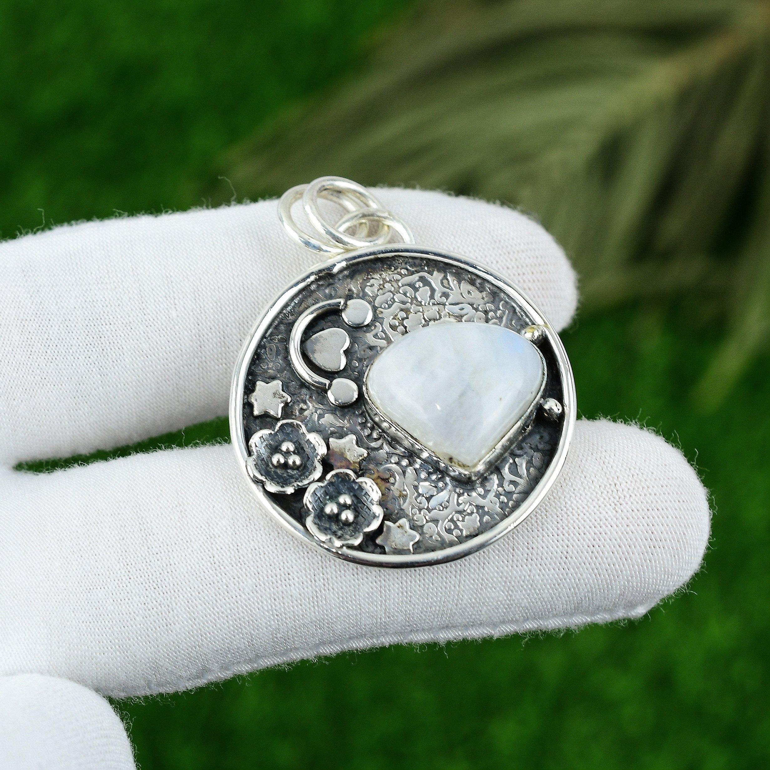 

Натуральный Радужный Лунный Камень Драгоценный Камень Ювелирные Изделия 925 Пробы Серебро Кулон Для Женщин