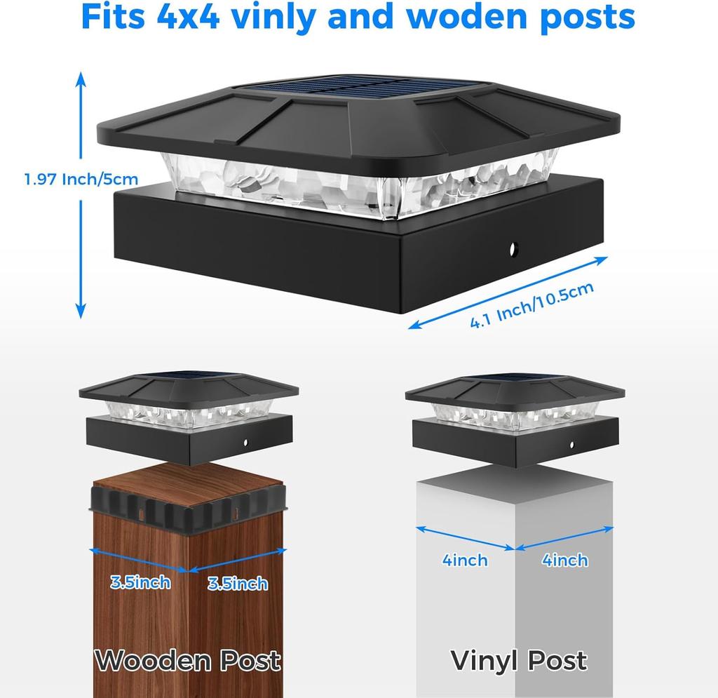 RGB Color Changing Solar Post Cap Light Outdoor 4x4 Solar Powered Fence Light Waterproof For Wood Vinyl Post Deck Porch Lighting
