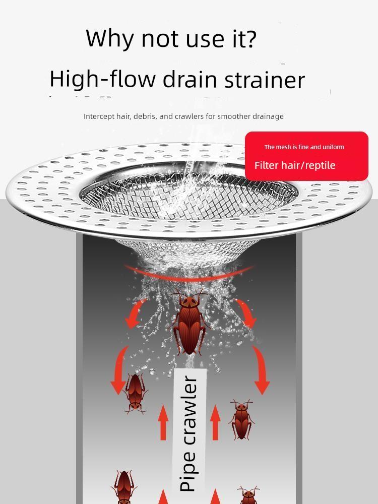 Stainless Steel Floor Drain Filter Net for Sewer and Bathroom To Prevent Hair Clogging, Kitchen Sink Residue Separator, Round Filter Net
