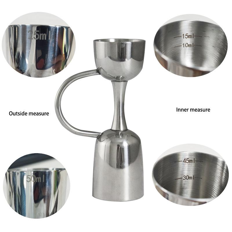304 Stainless Steel Measuring Cup With Handle Steel Cocktail Jiggers Wine Dispenser Bartender Tools Bar Accessories