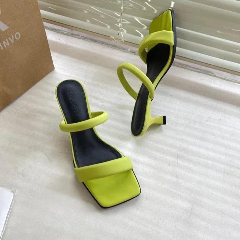 Fashion Women High Heel Sandals 2025 Summer Open Toe Casual Slippers New Square Head Thick Heel Shoes for Women Fashion Shoes Zapatos