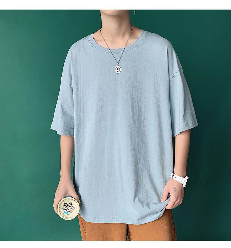 

Футболка для пар, классическая одежда с пятиточечными рукавами, рабочая одежда с короткими рукавами, футболка для выпускного вечера, свободная однотонная рубашка 4XL светло-синий