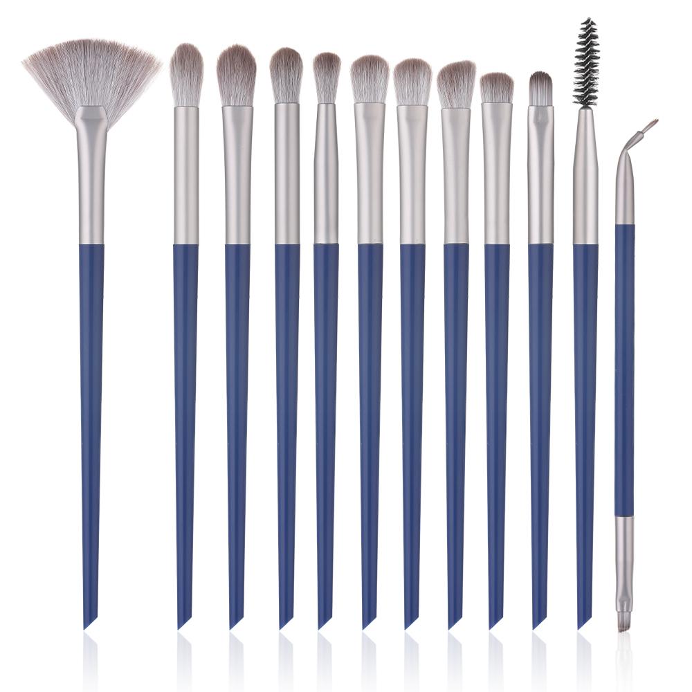 

12PCS Eyeshadow Makeup Brushes Blending Eyebrow Brush Eyeliner brush Wool Hair Small Fan Brush Cosmetic Tool синий