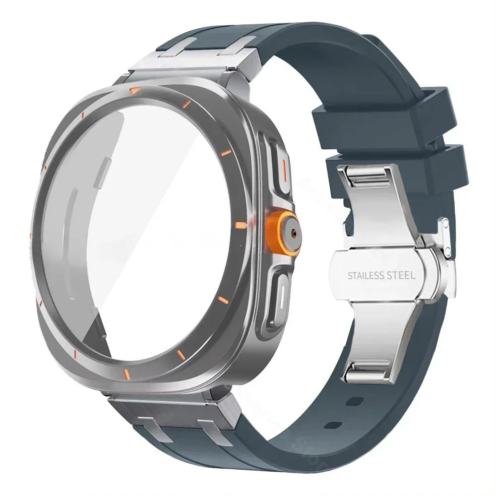 Luxury Silicone Strap+Plastic Case for Samsung Galaxy 7 6 44mm 40mm Sport Men Band for GALAXY Watch 7 6 Change To Ultra Bracelet