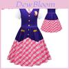 Barbie Cosplay Short Sleeve Dress For Girls European Style Cotton Fabric Cartoon Pattern Summer Season Ages 3-8