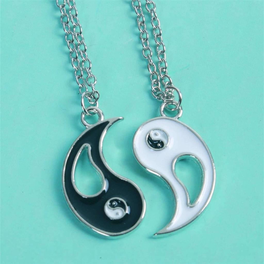 Fashion Accessories, Personalized Hollow Painting Oil Tai Chi Gossip Yin and Yang Pendant Necklace Collarbone Chain
