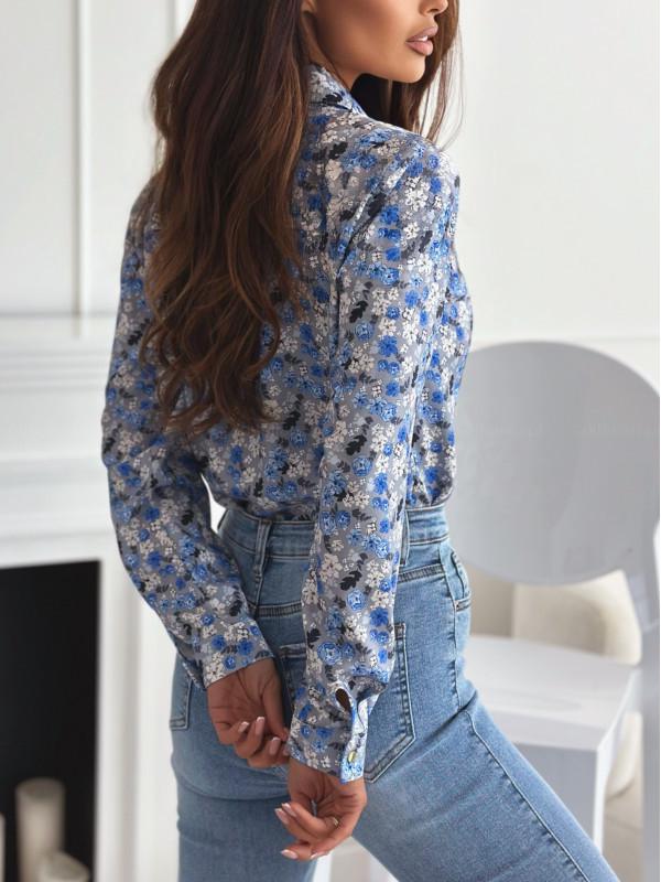 2024 Autumn Fashion Multicolor Long Sleeve Printed Women's Blouse Shirt