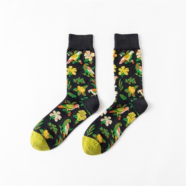 Novelty meias Flowers Birds Socks Winter Cotton Skateboard Chaussettes Novelty meias Flowers Birds Socks Winter Cotton Skateboard Chaussettes