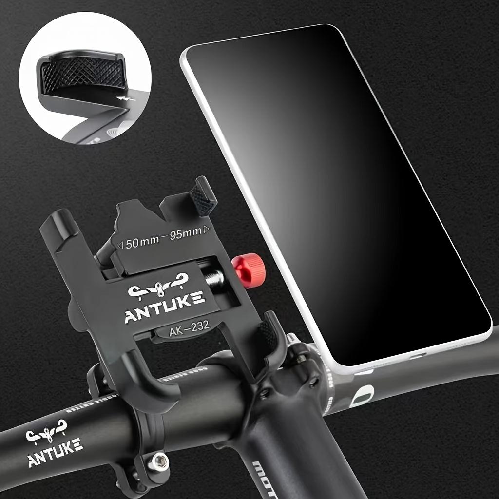 1pc Antuke 360° Rotatable Aluminum Alloy Bike Phone Holder, Adjustable Anti-Slip Cycling Mount, Uncharged, Black, Phone Holder for Bike