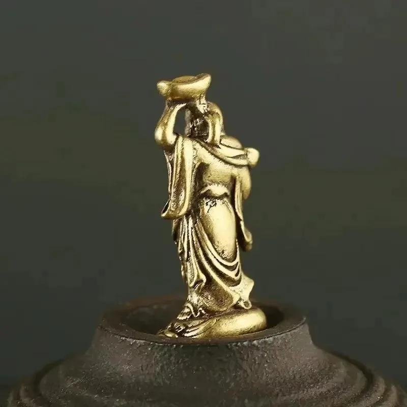 Decorazione Casa Artigianato Rame Buddha Maitreya Miniature Statuette Tascabile Ottone Piccola Statua Ornamenti per Decorazione Soggiorno