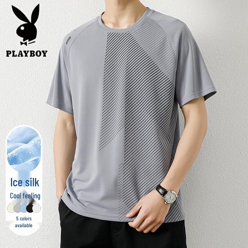 

Playboy Men s Ice Silk Quick-Dry Short Sleeve T-Shirt XL