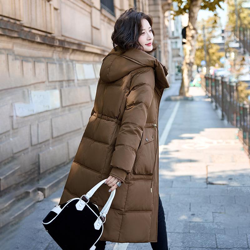 Over-the-knee Mid-length Down Cotton Jacket Women's Winter 2025 New Fashionable Loose Plus Size Thickened Hooded Warm Jacket