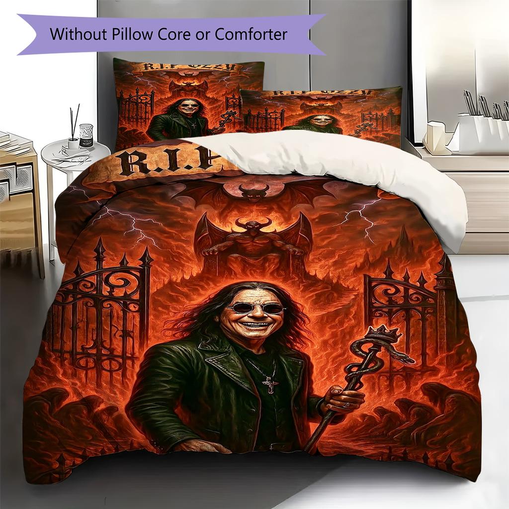 Ozzy Osbourne Pattern Bedding Quilt Set Quilt Cover Pillowcase Home Decoration Gift (1 * duvet cover + 2 * pillowcase, without core)