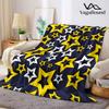 Yellow Layer Star Print Flannel Blanket Warm Soft Halloween Christmas Decorative Couch Warm Cozy All-Season Gift