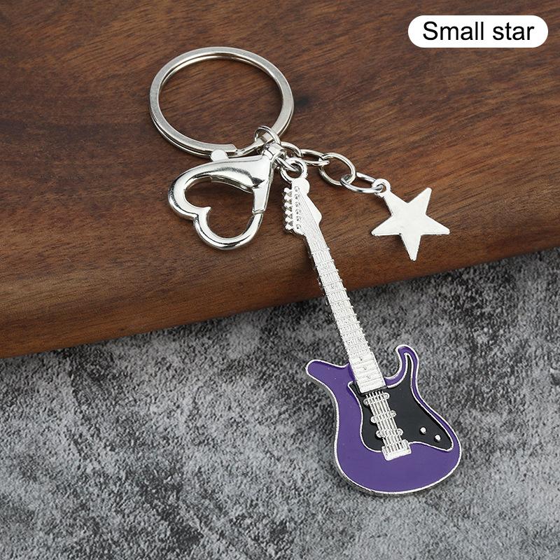 Creative Classic Mini Rock Electric Acoustic Guitar Shaped Keychain Pendant Fashion Backpack Decoration Accessories Gifts