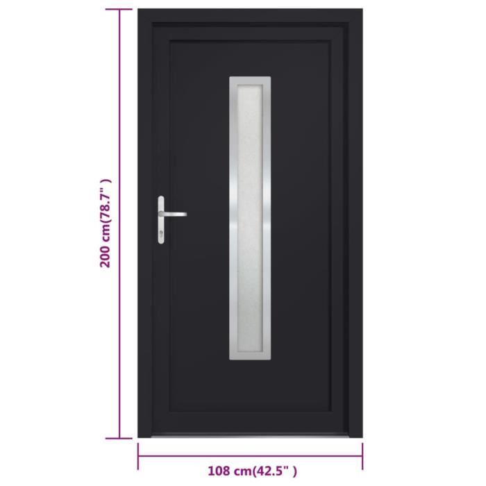 VidaXL Porte d'entrée anthracite 108x200 cm PVC 3187901