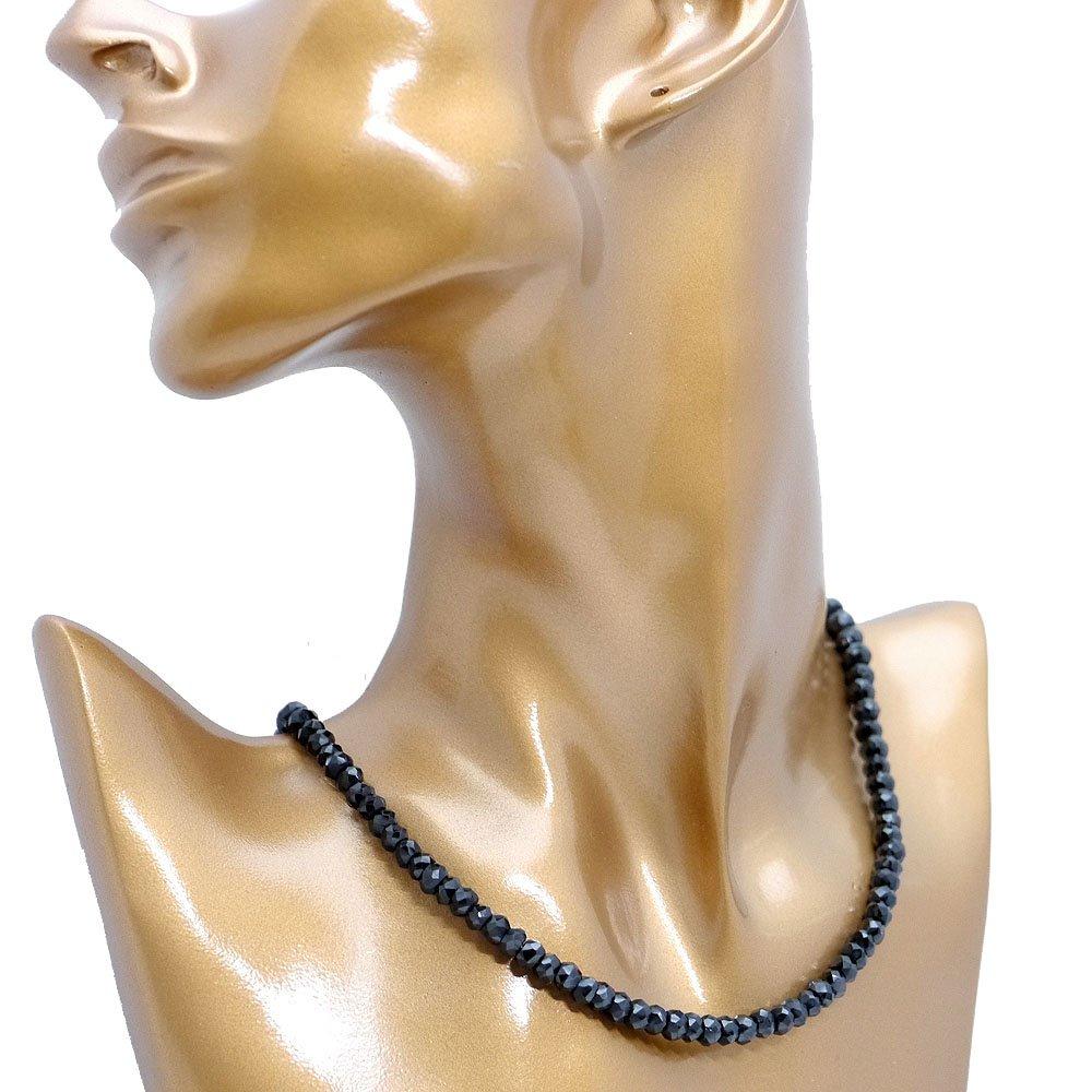 [Silver One] Ma Black Spinel Sterling Silver 925 [Width 6mm, Length 40cm] Black Bead Necklace for Women