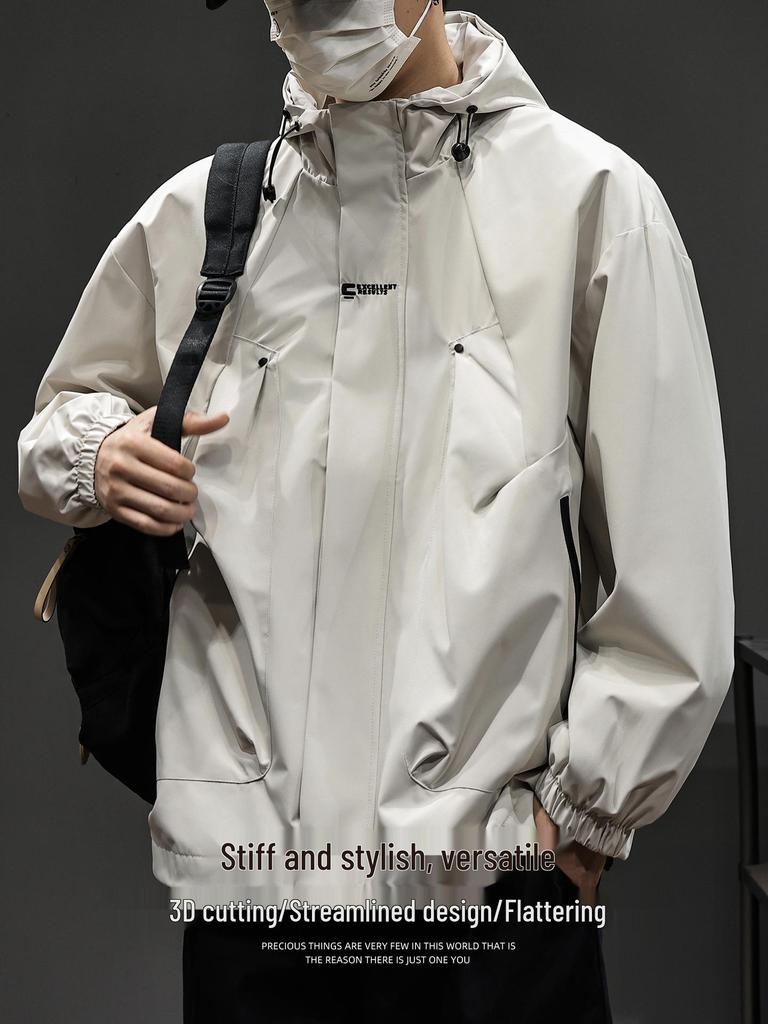 Men's Windproof Outdoor Shell Jacket - 2025 Autumn/Winter Thickened Cotton Casual Workwear Outerwear