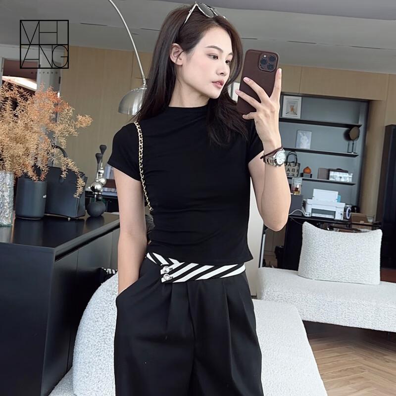 Meiyang Women s Mock Neck Slim Fit Crop Top S