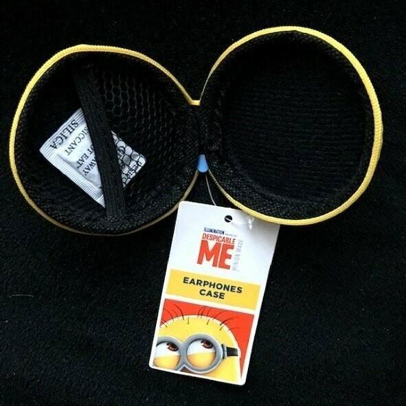 Etui de rangement écouteurs - Minions - Diamètre 8 cm - Hauteur 3 cm - Bleu et jaune