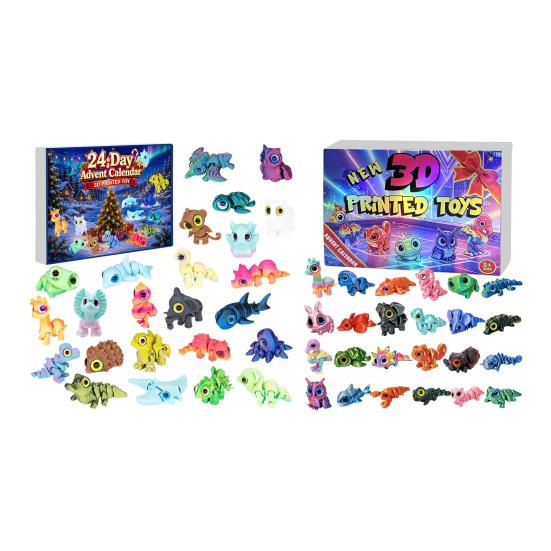Christmas Advent Calendar for Kids 3D Printed Animal Calendar, 24-Day Dinosaur Ocean Land Countdown Box Holiday Figure Set, Decor,