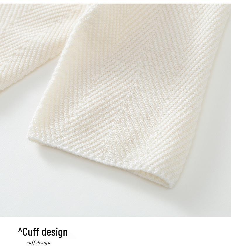 2026 Spring/Summer Wool Herringbone High Neck Knit Sweater