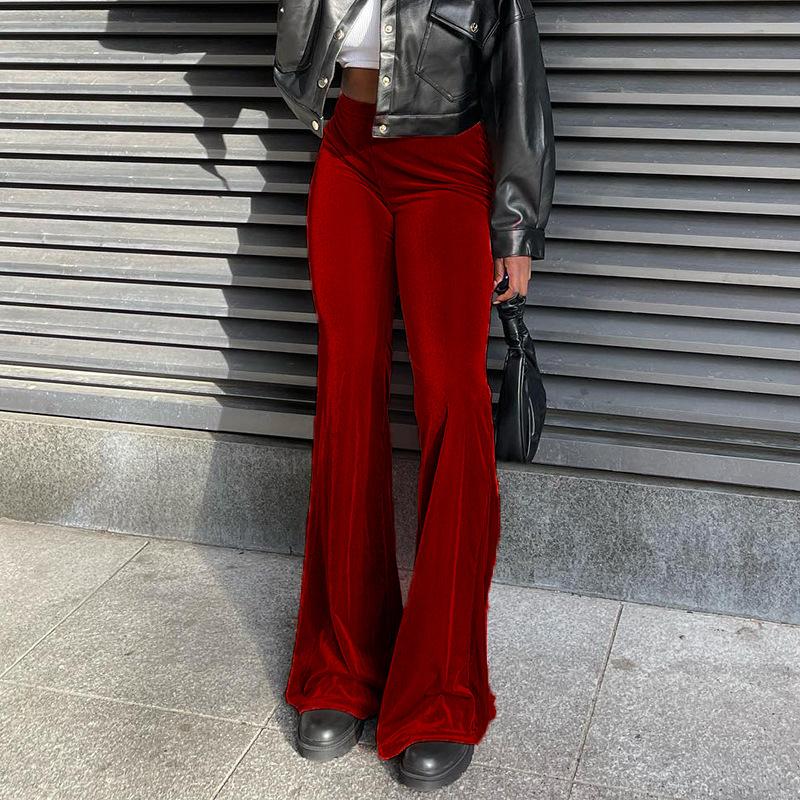 Golden Velvet Wide Leg Pants Women High Waist Drop Good Casual Pants Loose Flare Women's Pants