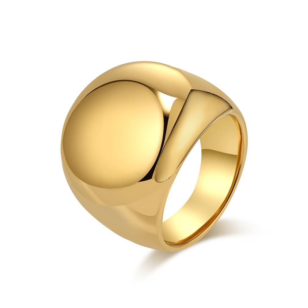 Beauty, Simplicity and Exaggeration, Mirror Titanium Steel Gold-plated Ring Ring, High-end Fashion Temperament, Wear Women's Hand Jewelry