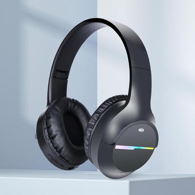 Portable Foldable Over-Ear Wireless Bluetooth Headset with Color Lights and Extended Battery Life for Gaming.