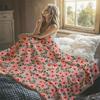 Retro Small Pink Blooms Flannel Blanket Warm Soft Halloween Christmas Decorative Couch Warm Cozy All-Season Gift