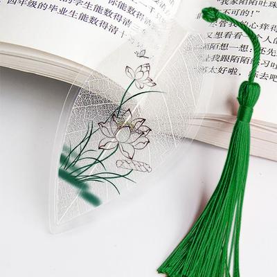 Aesthetic Plastic Landscape Painting Bookmarks Colorful Chinese Archaic Bookmarks Leaf Vein Bookmark School Supplies