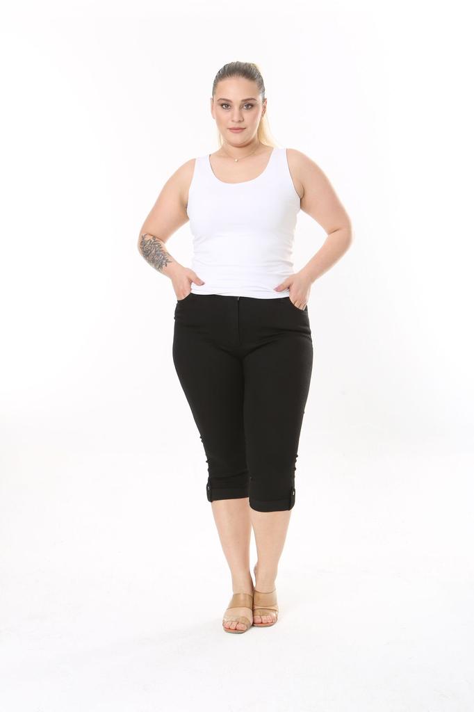 Damenmode Übergröße Shorts & Bermudas Plus Size Jeans Capri mit Schlitz (Taschen- und Stickereidetail)