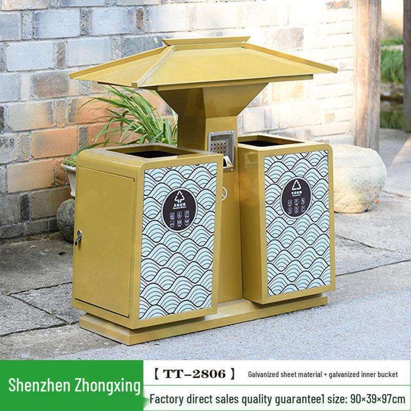 Stainless Steel Outdoor Trash Can: Large Sanitation Bin for Fruit Peels and Waste