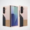 Color Collision Design PU Leather Full Cover Phone Case Cover With Screen Glass Film For Galaxy Z Fold 7 Fold 6 Fold 5 Case