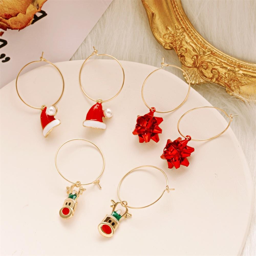 3 Pair of   Women's  Earrings  Alloy  Colorful Flower  Christmas  Earrings