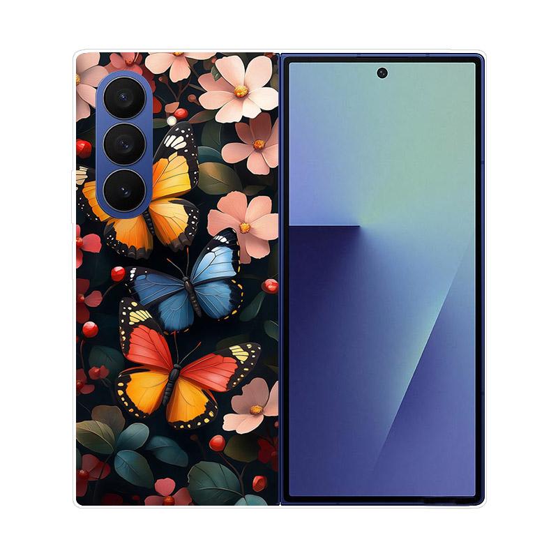 Luxury Transparent Hard PC Folding Phone Case For Samsung Galaxy Z Fold 7 6 5 4 ZFold 3 Fold7 Cases Fashion Painting Clear Cover