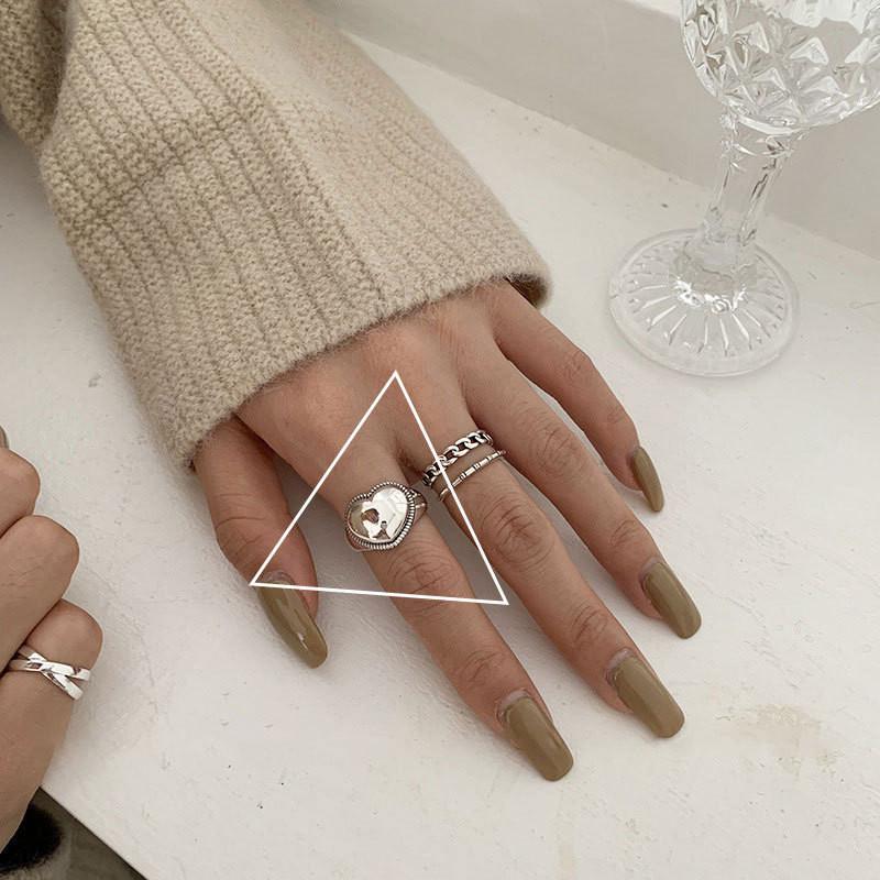 Minimalist 925 Stylish Sterling Silver Adjustable Ring Unique Irregular Shape For Fashion Trendy