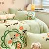 Cartoon Milk Velvet Four Piece Patch Embroidered Coral Velvet Quilt Cover Flannel Sheet Quilt Cover