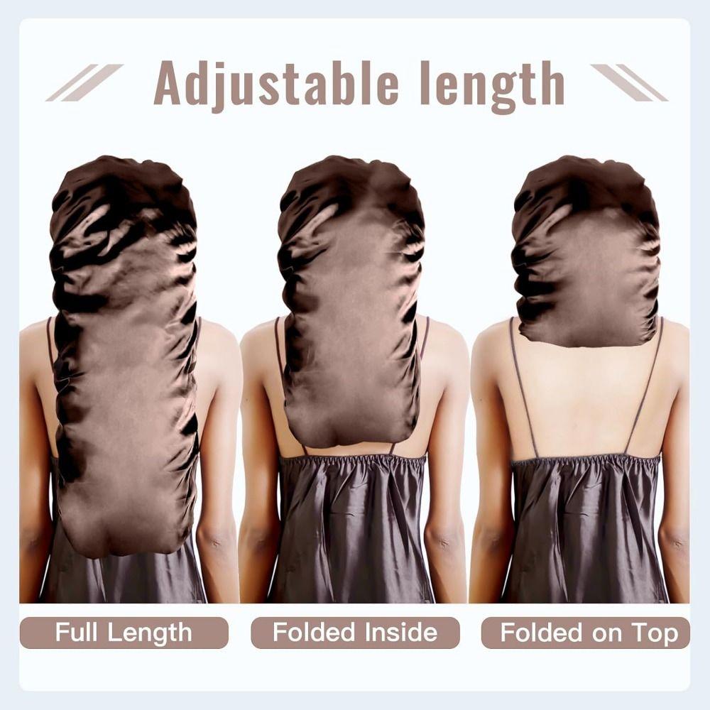 Elastic Long Sleeping Hat Smooth Night Sleep Cap Casual Women's Bonnet  Long Hair