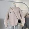 Women's Autumn & Winter Fashionable Loose Knitted Sweater with Retro Cartoon Embroidery and Ripped Details
