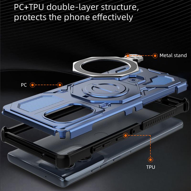 KEYSION Funda Magnética Antigolpes para Motorola Edge 50 Fusion 5G con Soporte de Anillo Vertical para MOTO Edge 50 Fusion 5G