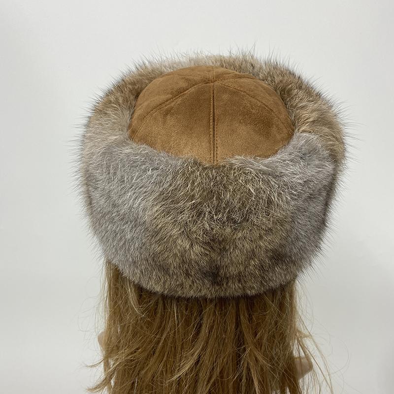New Fashionable Fur Caps Real Rabbit Fur Hats For Women Warm Russian Winter Hat Rabbit Fur Cap Brimless Melon Cap Beanies ForMen