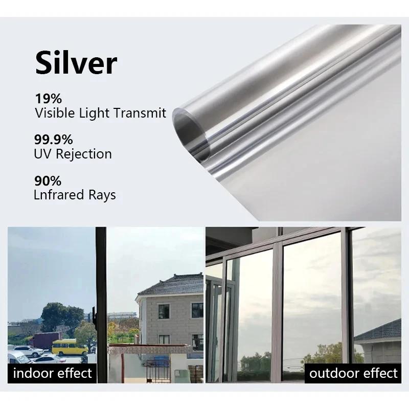 One Way Mirror Window Privacy Film Heat Control Reflective Window Films Vinyl Mirror Foil Window Film Anti Look Window Stickers