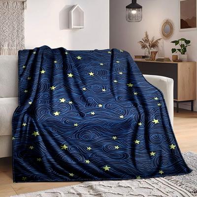 1pc Wave Star Blanket, Lightweight Flannel Throw Blanket for Sofa, Bed, Travel, Camping, Living Room, Office, Couch, Chair, and Bed