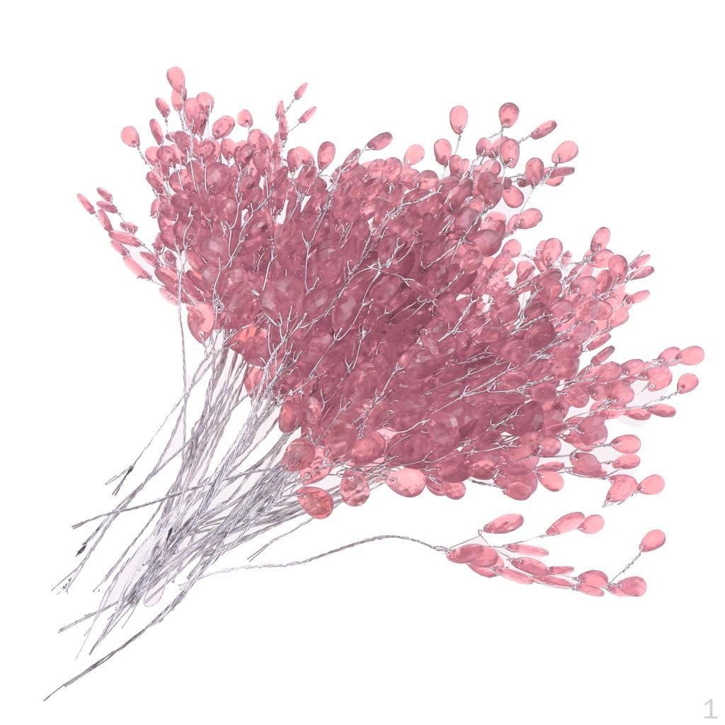 

15 см 50 шт. Штучні з кристалічними акриловими намистинами Крапля води Квіткові гілки Головна Pink