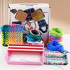 Girls' DIY Fabric Wallet Kit: Handmade Rainbow Knitting Machine with Elastic Rope for Ages 3-6.